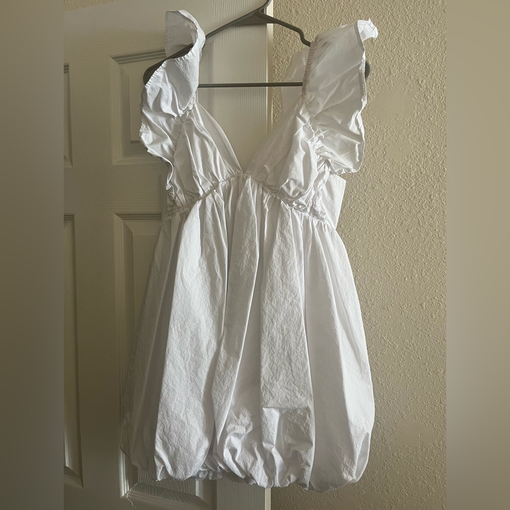 White Ruffled Sleeveless Dress